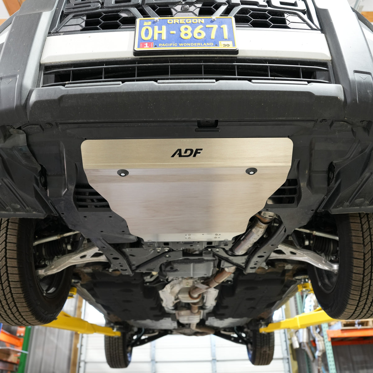 ADF compact aluminum engine skid plate with oil drain access plate for the 2026+ Subaru Outback Wilderness